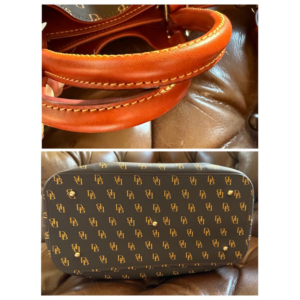 Dooney & Bourke Gretta Brenna Satchel Brown T-Moro DB Monogram Crossbody Tote - Picture 5 of 15